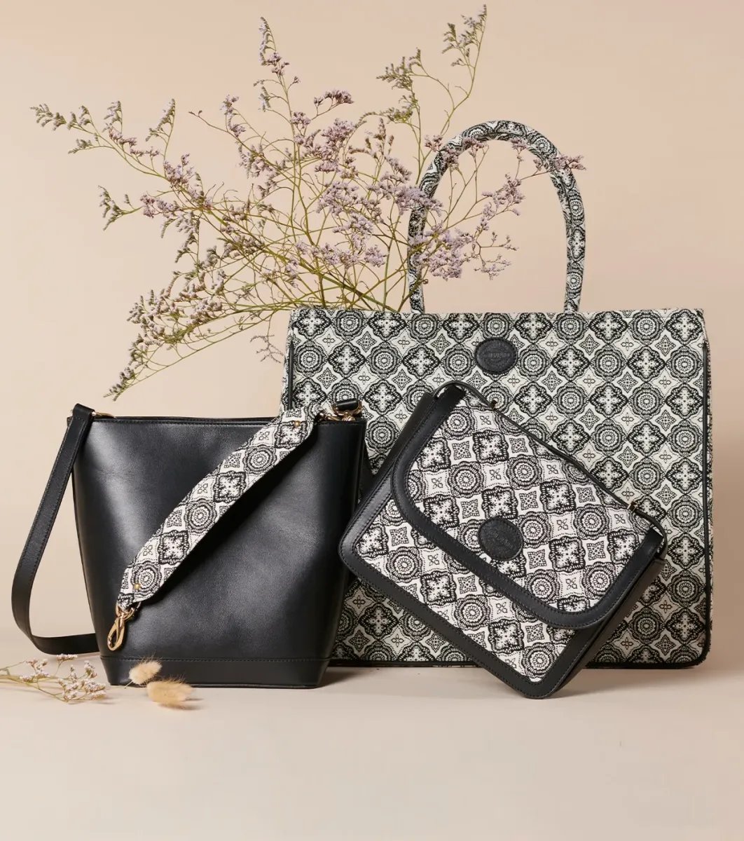 Femme Souleiado Sacs | Sac AMAREE Mosaique noir écru