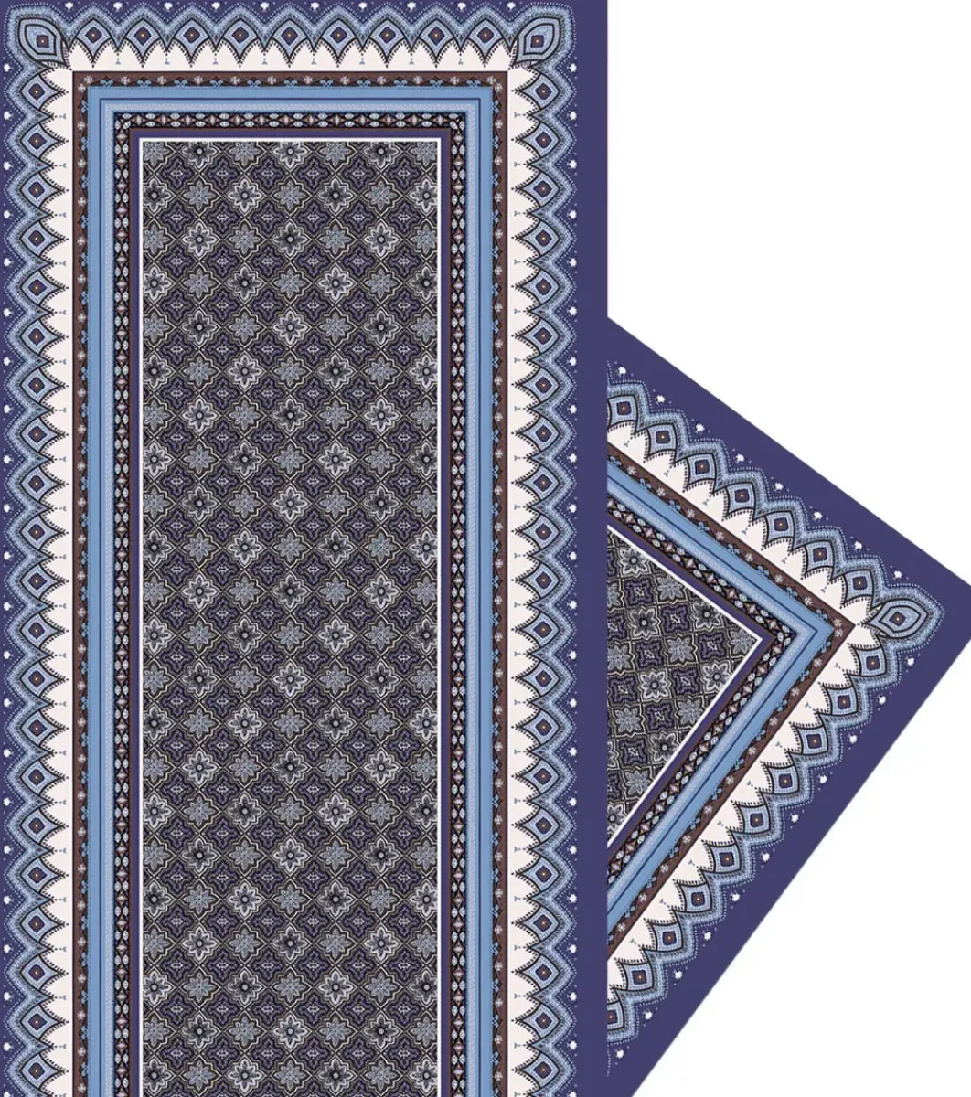 Femme Souleiado Étole | Toute La Collection | Étole laine et soie PRÉCIEUX marron bleu 65 x 190 cm