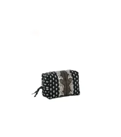 Souleiado Ligne De Voyage | Trousse de maquillage BELLA La Mouche blanc fond noir