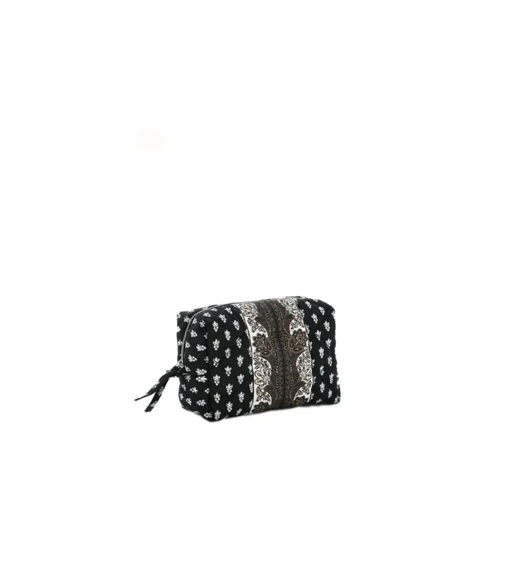Souleiado Ligne De Voyage | Trousse de maquillage BELLA La Mouche blanc fond noir