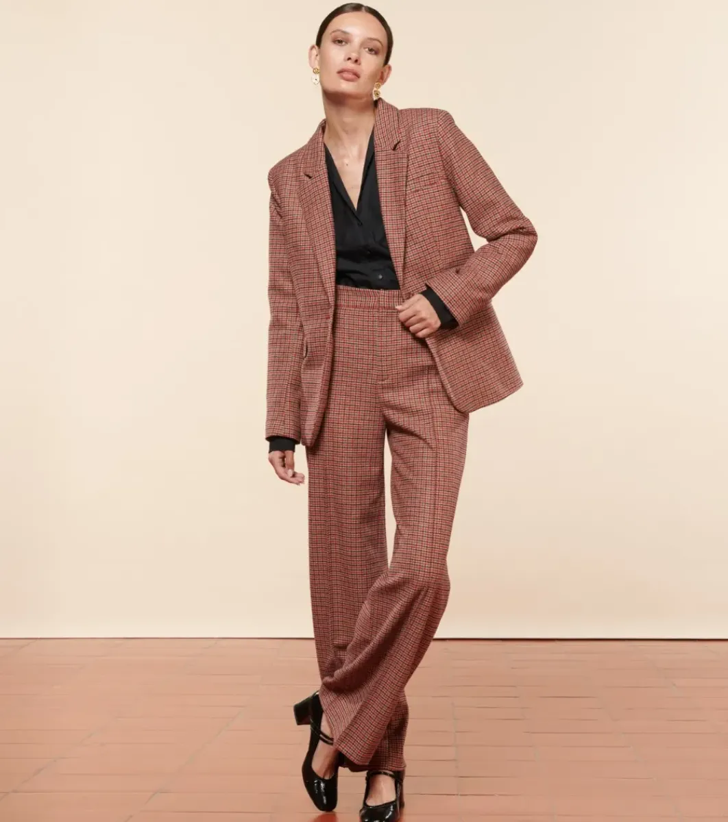 Femme Souleiado Vestes & Manteaux | Veste FLAVIE Pied de poule beige rouge