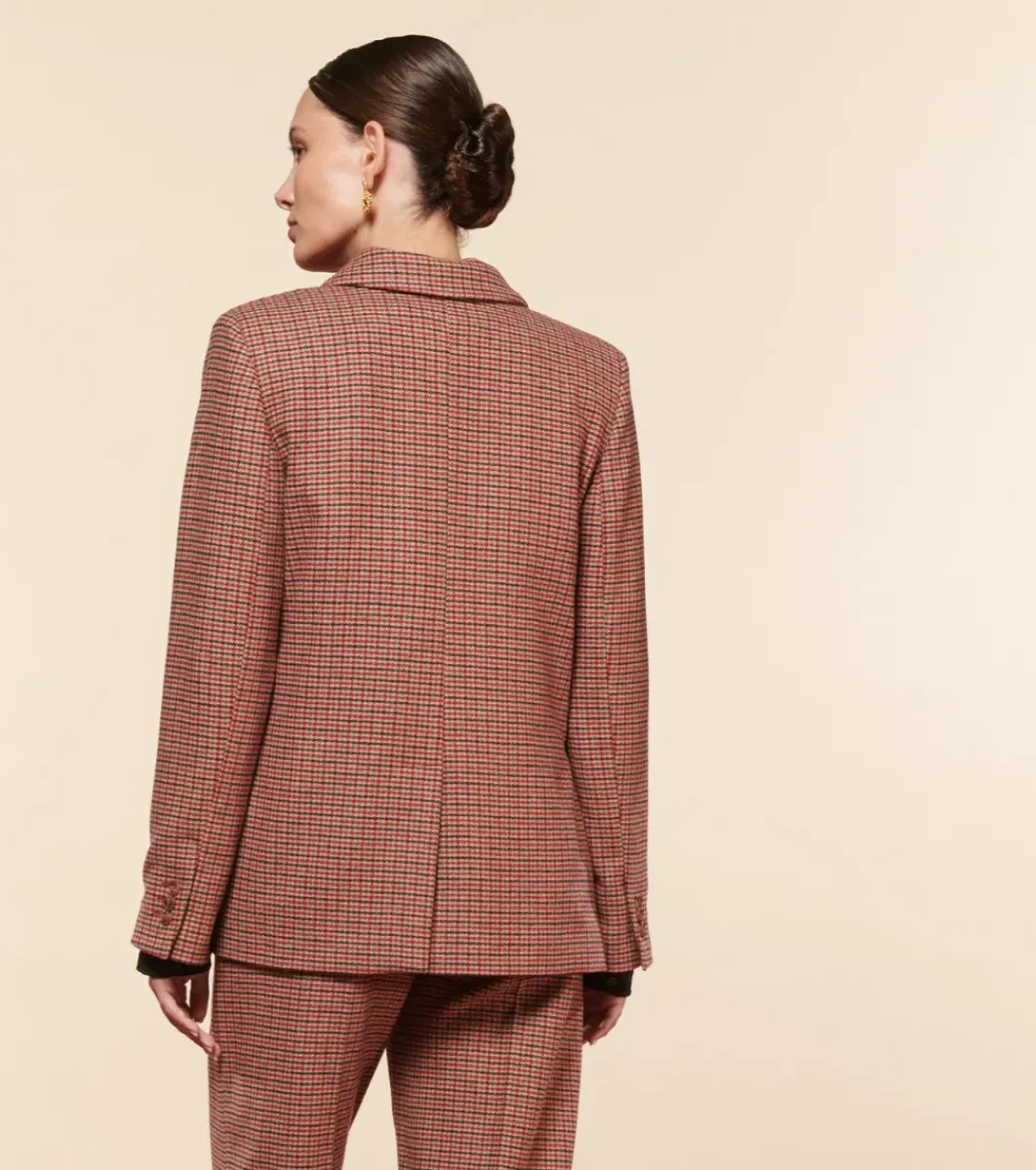 Femme Souleiado Vestes & Manteaux | Veste FLAVIE Pied de poule beige rouge