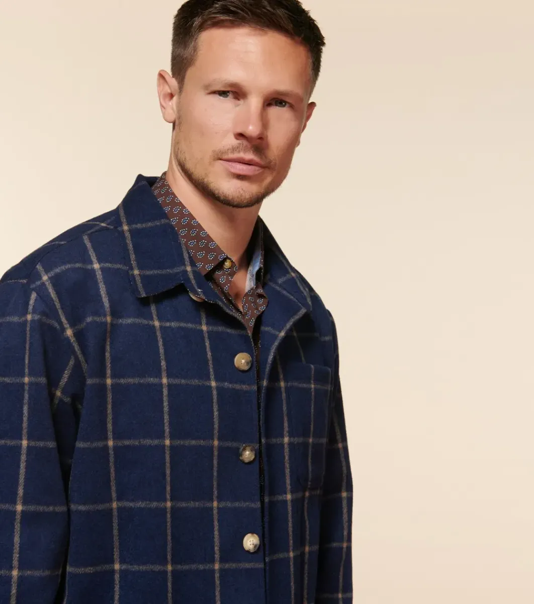 Homme Souleiado Vestes & Manteaux | Veste THEO Lainage bleu à carreaux beige